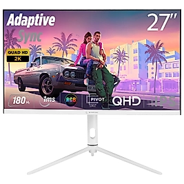 Rampage GLACIER GL27R180Q 27 2K 180Hz 1ms AUO IPS QHD 2K AdaptiveSync RGB Pivot Beyaz Flat Oyuncu Monitörü